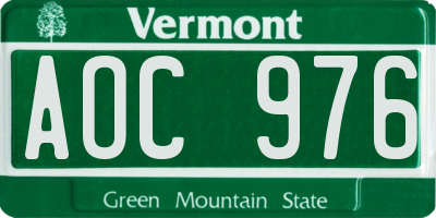 VT license plate AOC976