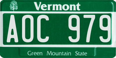 VT license plate AOC979