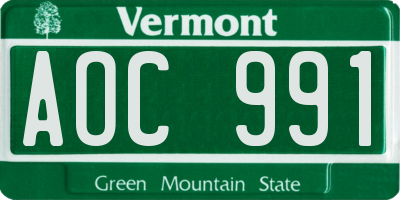 VT license plate AOC991