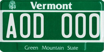 VT license plate AOD000