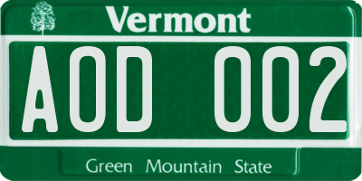 VT license plate AOD002