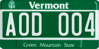VT license plate AOD004