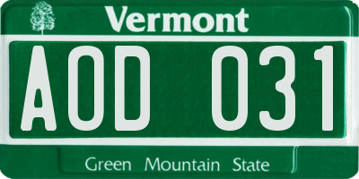 VT license plate AOD031