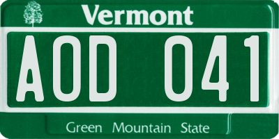 VT license plate AOD041