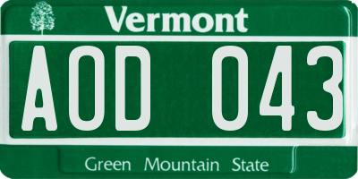 VT license plate AOD043