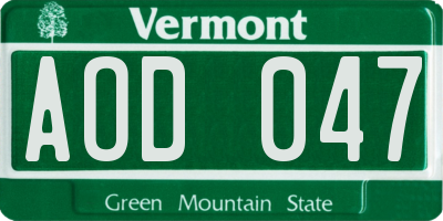 VT license plate AOD047