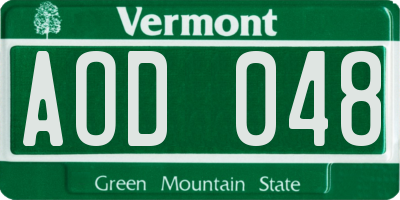 VT license plate AOD048