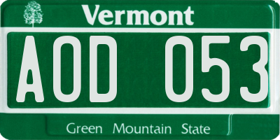 VT license plate AOD053