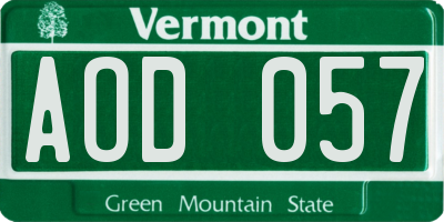 VT license plate AOD057