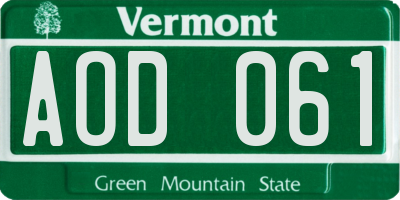 VT license plate AOD061