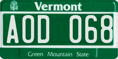 VT license plate AOD068