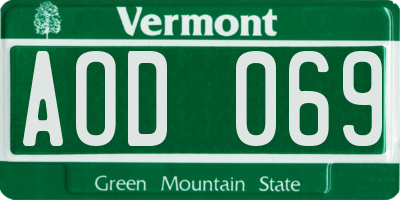 VT license plate AOD069