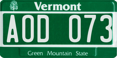 VT license plate AOD073