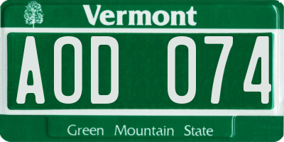 VT license plate AOD074