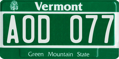 VT license plate AOD077