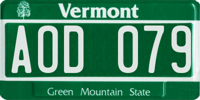 VT license plate AOD079