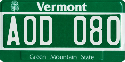 VT license plate AOD080
