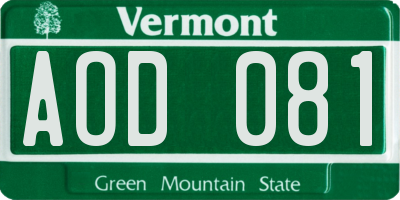 VT license plate AOD081