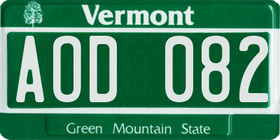 VT license plate AOD082
