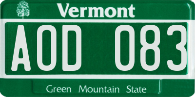 VT license plate AOD083