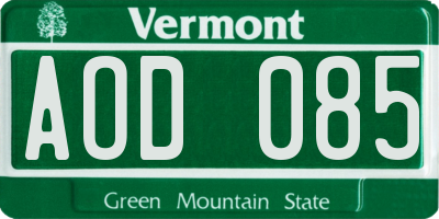 VT license plate AOD085