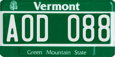 VT license plate AOD088