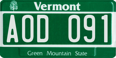 VT license plate AOD091