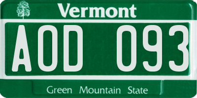VT license plate AOD093