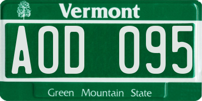 VT license plate AOD095