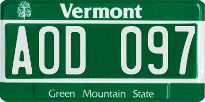 VT license plate AOD097