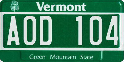 VT license plate AOD104