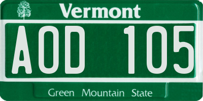 VT license plate AOD105