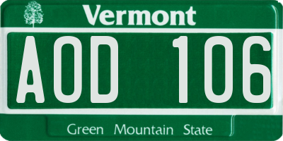 VT license plate AOD106