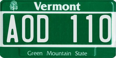 VT license plate AOD110