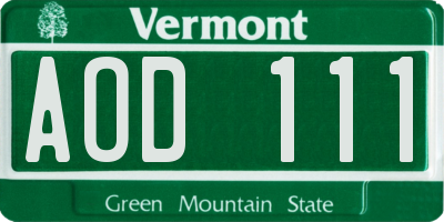 VT license plate AOD111