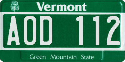 VT license plate AOD112