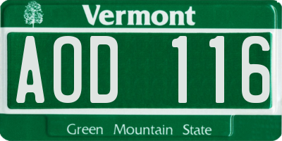 VT license plate AOD116