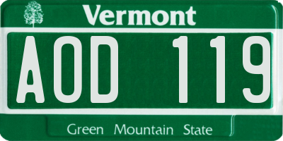 VT license plate AOD119