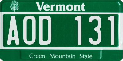 VT license plate AOD131
