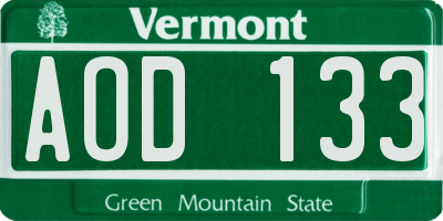 VT license plate AOD133