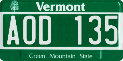 VT license plate AOD135