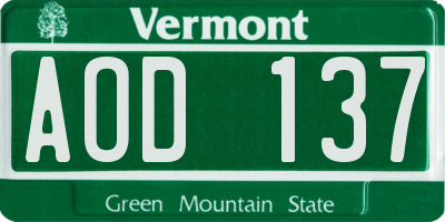 VT license plate AOD137