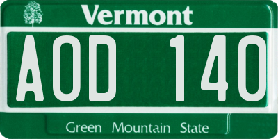 VT license plate AOD140