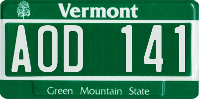VT license plate AOD141
