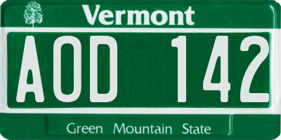 VT license plate AOD142