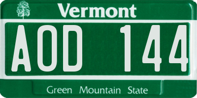 VT license plate AOD144