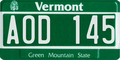 VT license plate AOD145