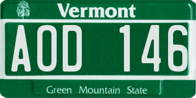 VT license plate AOD146