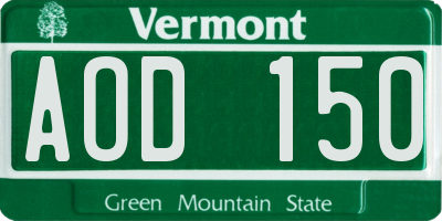 VT license plate AOD150