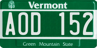 VT license plate AOD152
